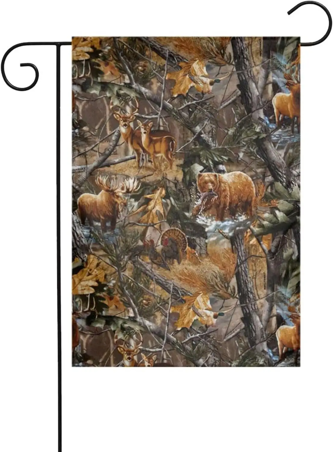Hunting Deer Bear Moose Print Winter Yard Flag For Outside, Xmas Outdoor Garden Flag 12x18 Double Sided Porch Decorations AAS