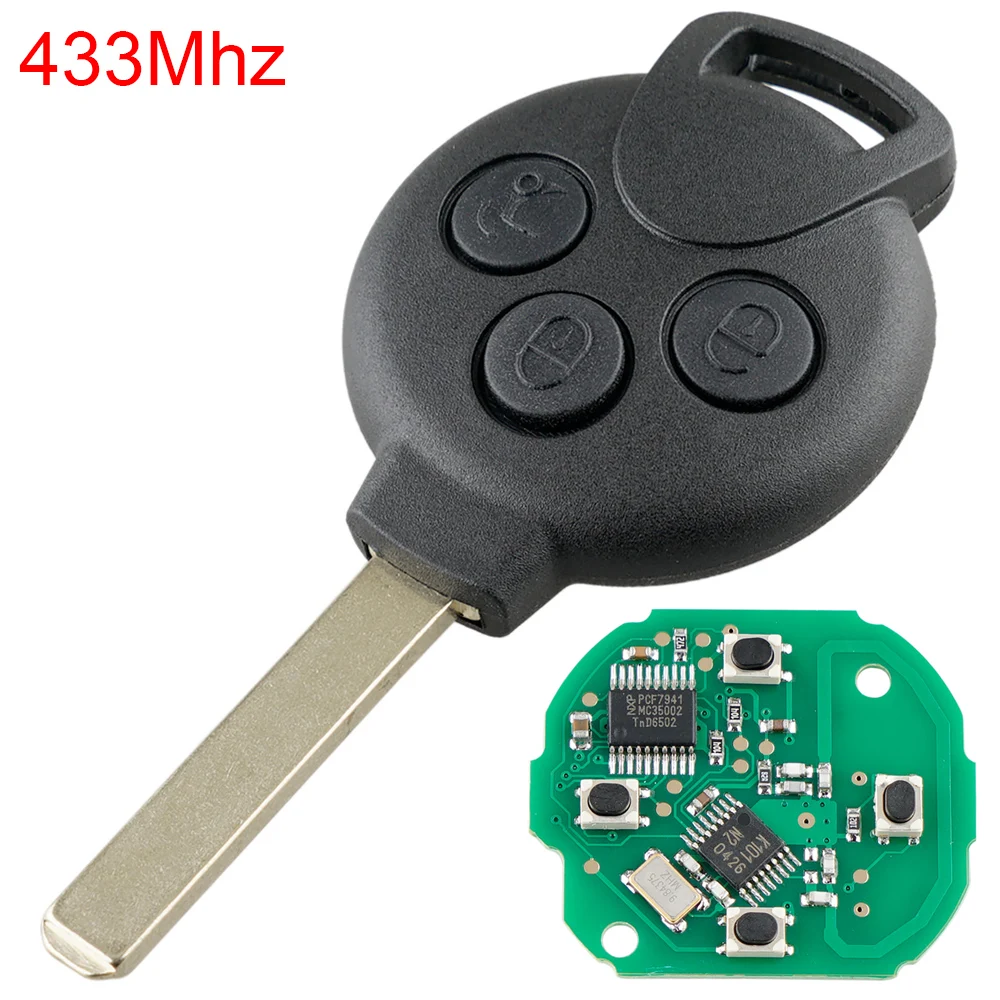 

3 Buttons 433MHz Car Remote Key with ID46 Chip Automobile Key Replacement for Mercedes-Benz Smart / Smart Fortwo 451 2007-2013