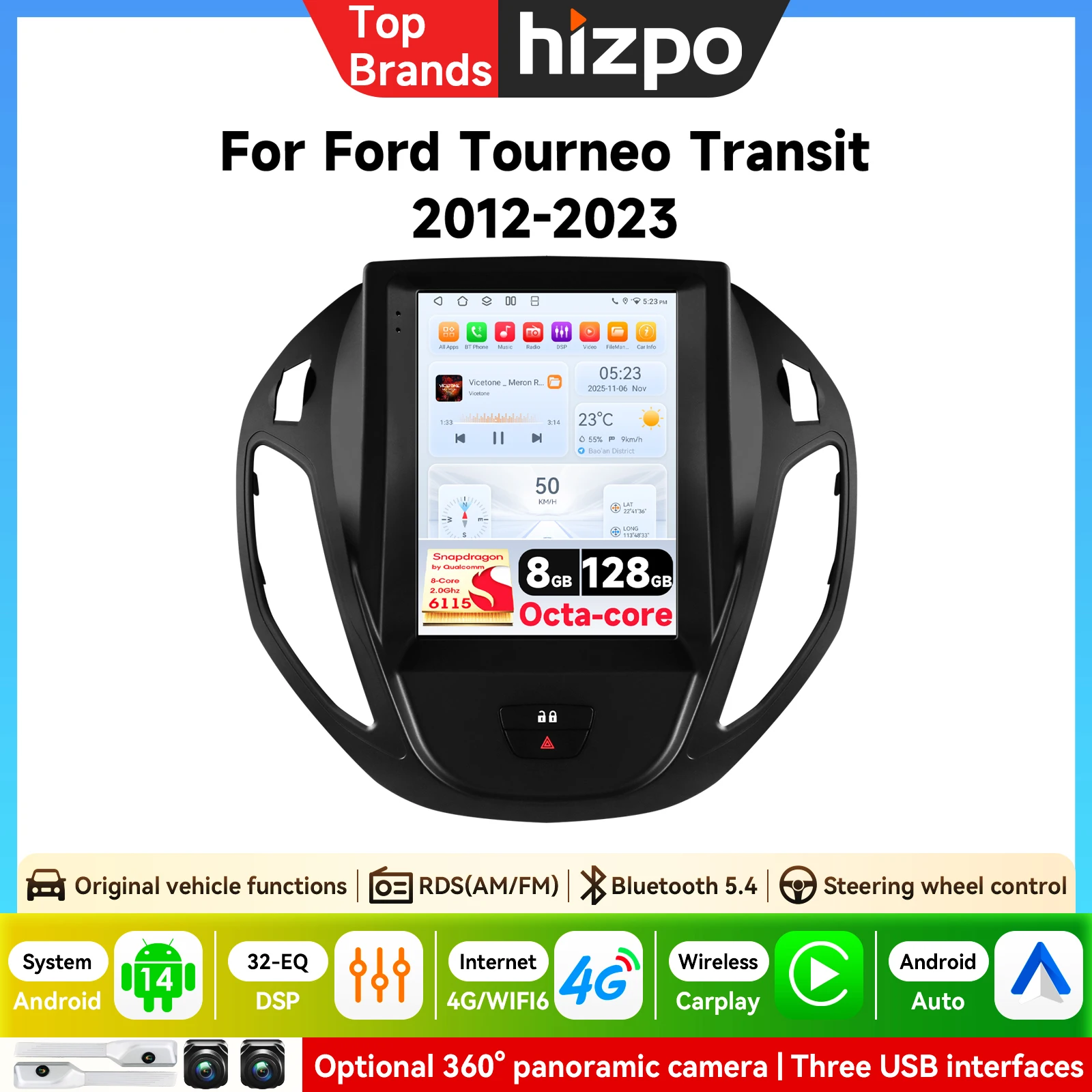 CarPlay Autoradio für Ford Transit Tourneo Courier B-Max 2013-2021 Intelligente Autosysteme Multimedia-Player DSP SWC RDS GPS 4G