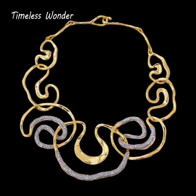 

Timeless Wonder Fancy Zircon Geo Statement Necklace for Women Designer Jewelry Goth Runway Trendy Art Deco Gift 4526
