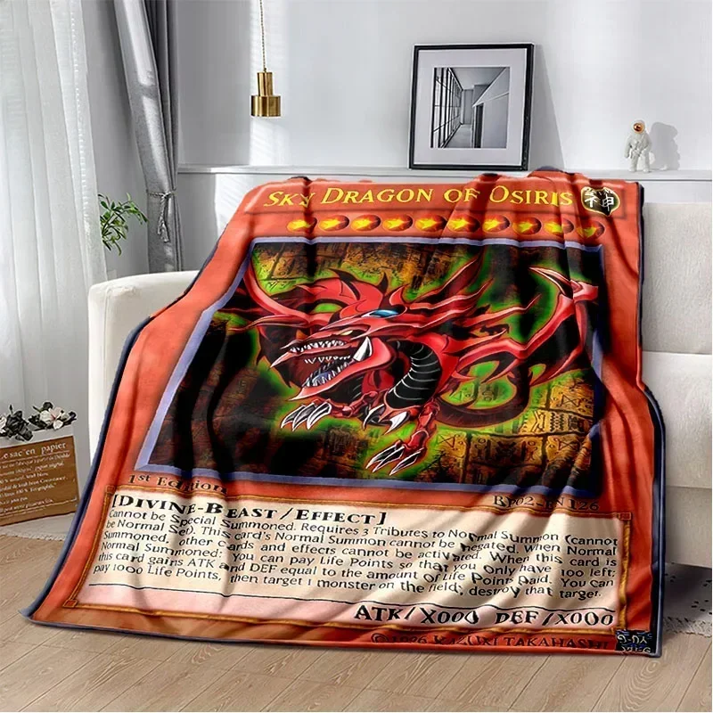 Anime Yu Gi Oh Card Throw Blanket Blue Eyes White Dragon Anime Cartoon Soft Plush Blanket Bedroom Bedspread Home Decor  coraline