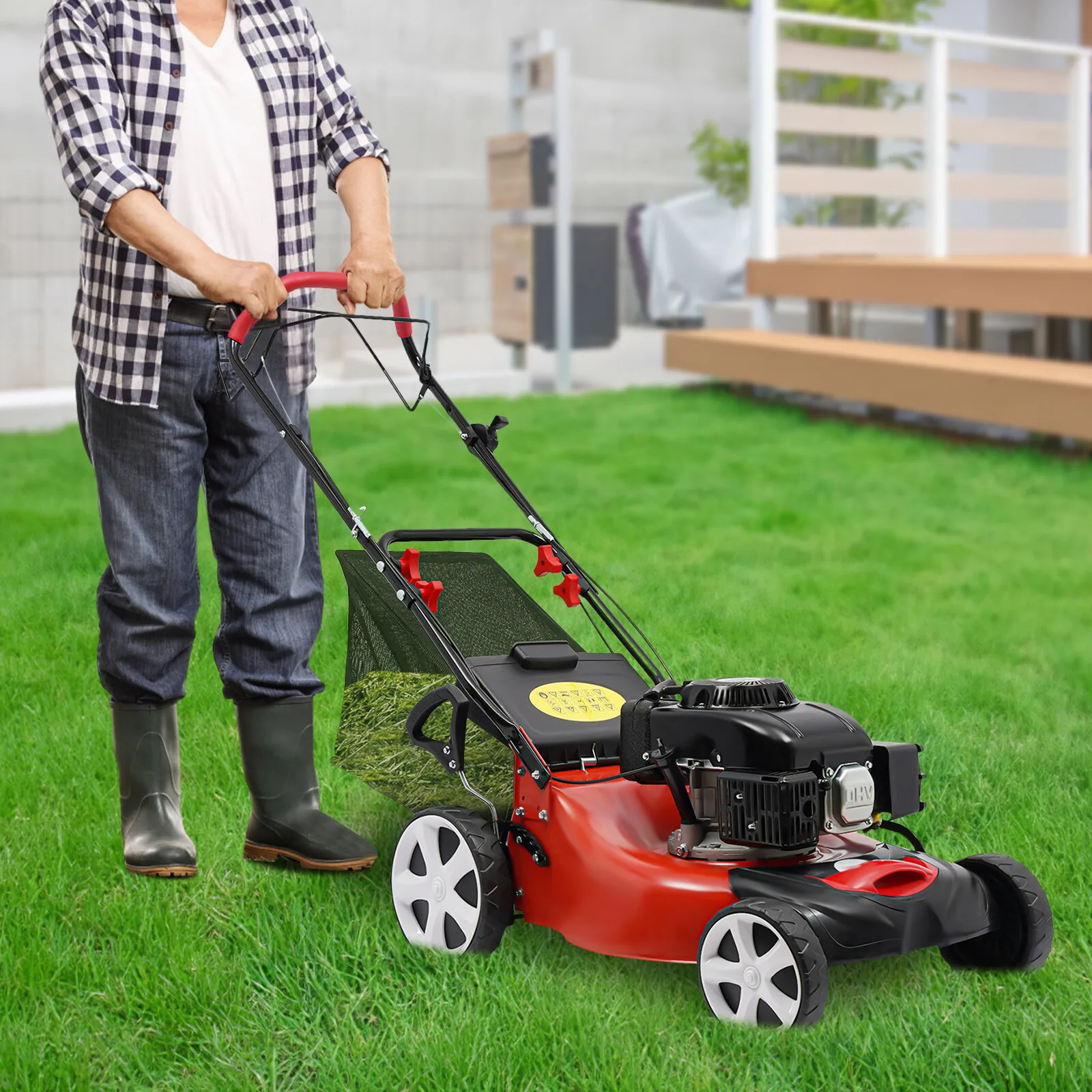 

20,5 дюймов Газонокосилка самоходная с высоким расположением колес, задним приводом, 140 куб. см, 1.6 л