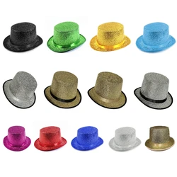 Glitter Top Hat Wide Brim Fedora Hat Parade Carnivals Holiday Top Hat Short Brim Magician Costume for Outdoor Gatherings