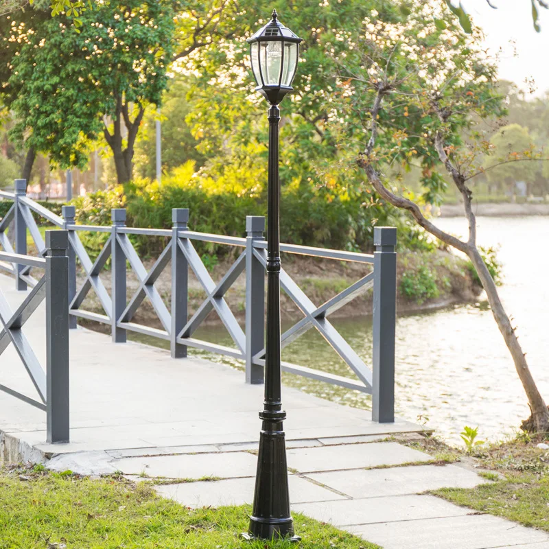 European Waterproof Outdoor Solar Street Lamp Garden Pathway High Pole LED Light Villa Yard Walkway Landscape Lighting