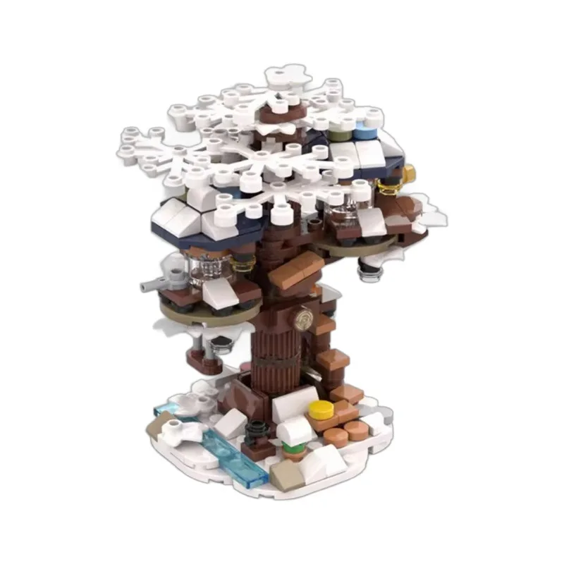 New in Building Blocks Mini Winter Tree House Model Building Blocks Desktop Botanical Decoration Toys For Kids Gifts For Girls