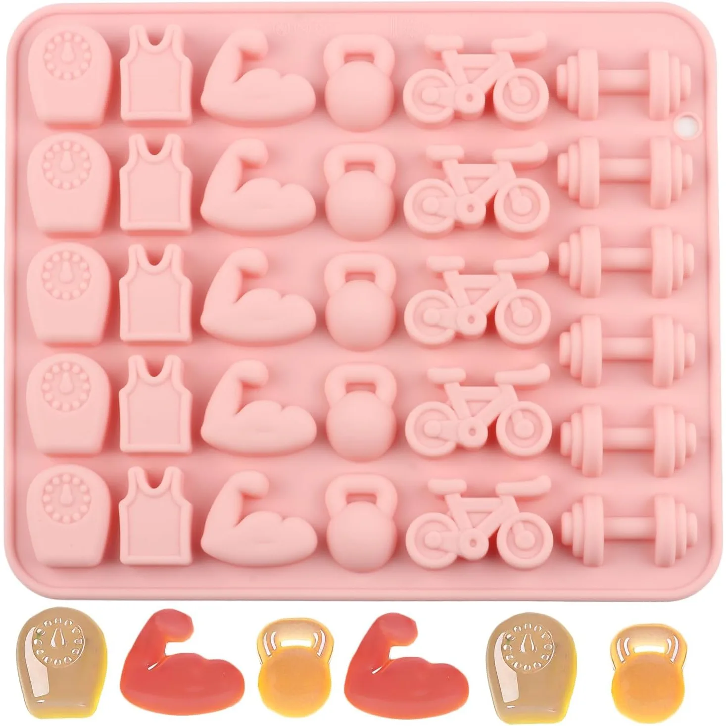AliExpress VERIDIAN 31 Cavity Gym Themed Silicone Candy Molds Dumbbell Kettlebell Bicycle Chocolate Mold for Candy Chocolate Cupcake Topper Decor