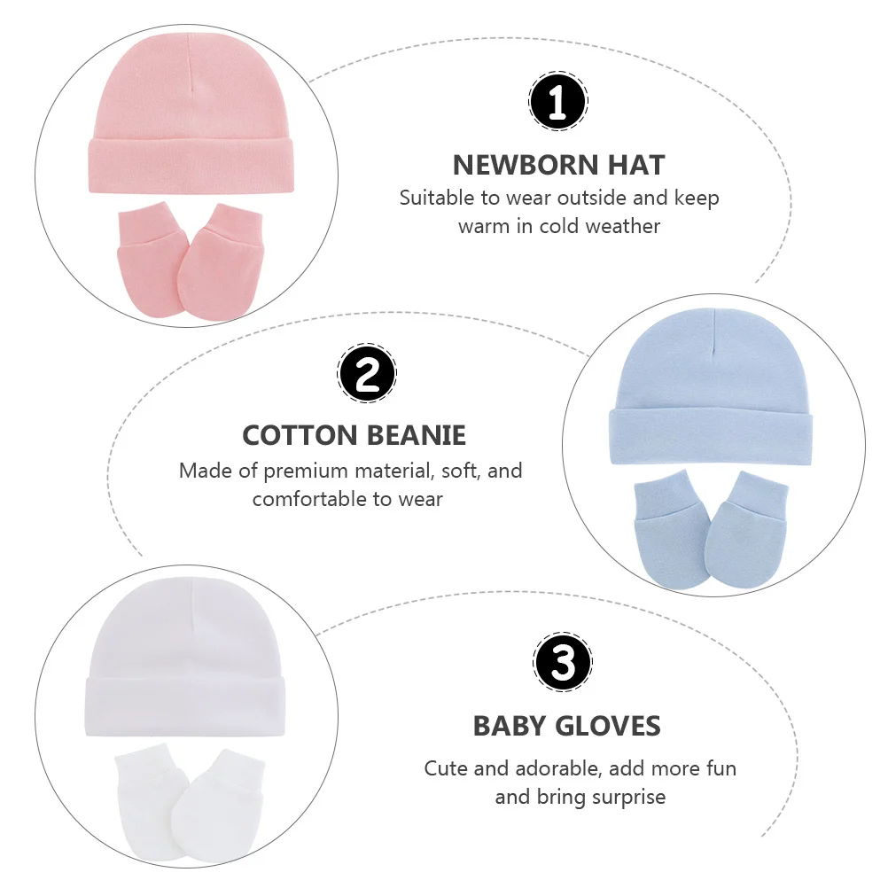 

Baby Fetal Hat Glove Set Newborn Mittens Anti scratch Cap Cotton Gloves Accessories Warm Winter 0 3 Months