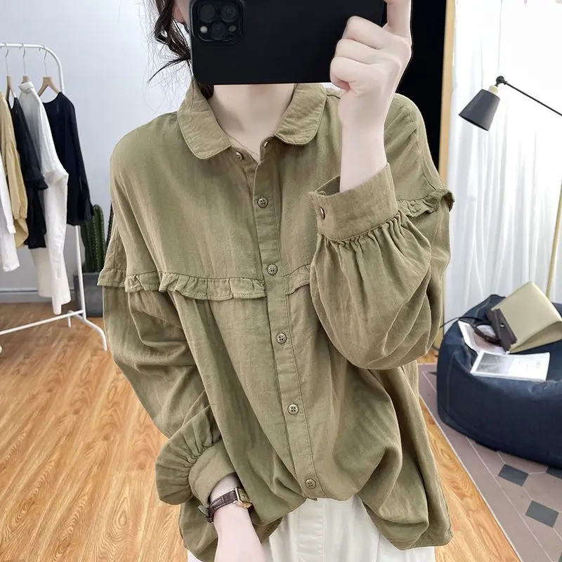 2024 Spring and Autumn New Elegant Women\'s Shirt Long-sleeved Base Shirt Women\'s Loose Chiffon Shirt Inner and Outer Blouse