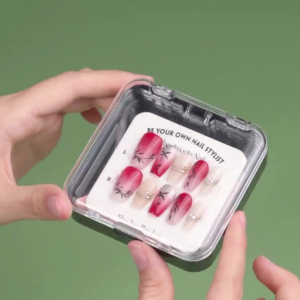 

Square Shape Empty Double Layer Wearable Nail Boxes High Quality Transparent Container Wearable Nail Storage Box Manicure Tools