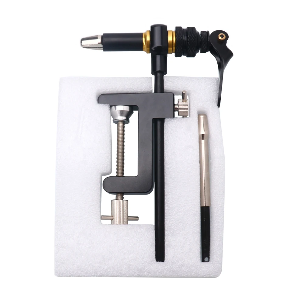 Elllv 360° Rotation Assist Hook Binding Vise/ Fly Tying C-Clamp Vise with Hardened Steel Jaws Fishing Lure Making Tools