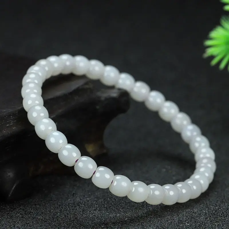 Hetian Jade With , Jadeite Beads, Women'S Single-Loop Versatile Bracelet
