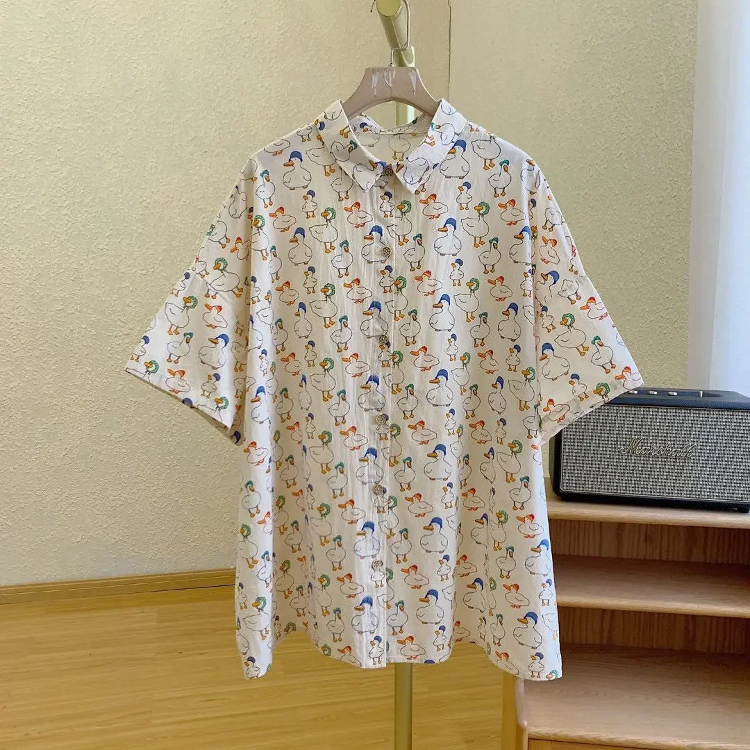 

Women's Tops New Summer Shirts Cartoon Sweet Loose Japanese Harajuku Style Short Polka Dot Sleeves Shirt Casual Blouse Femmes