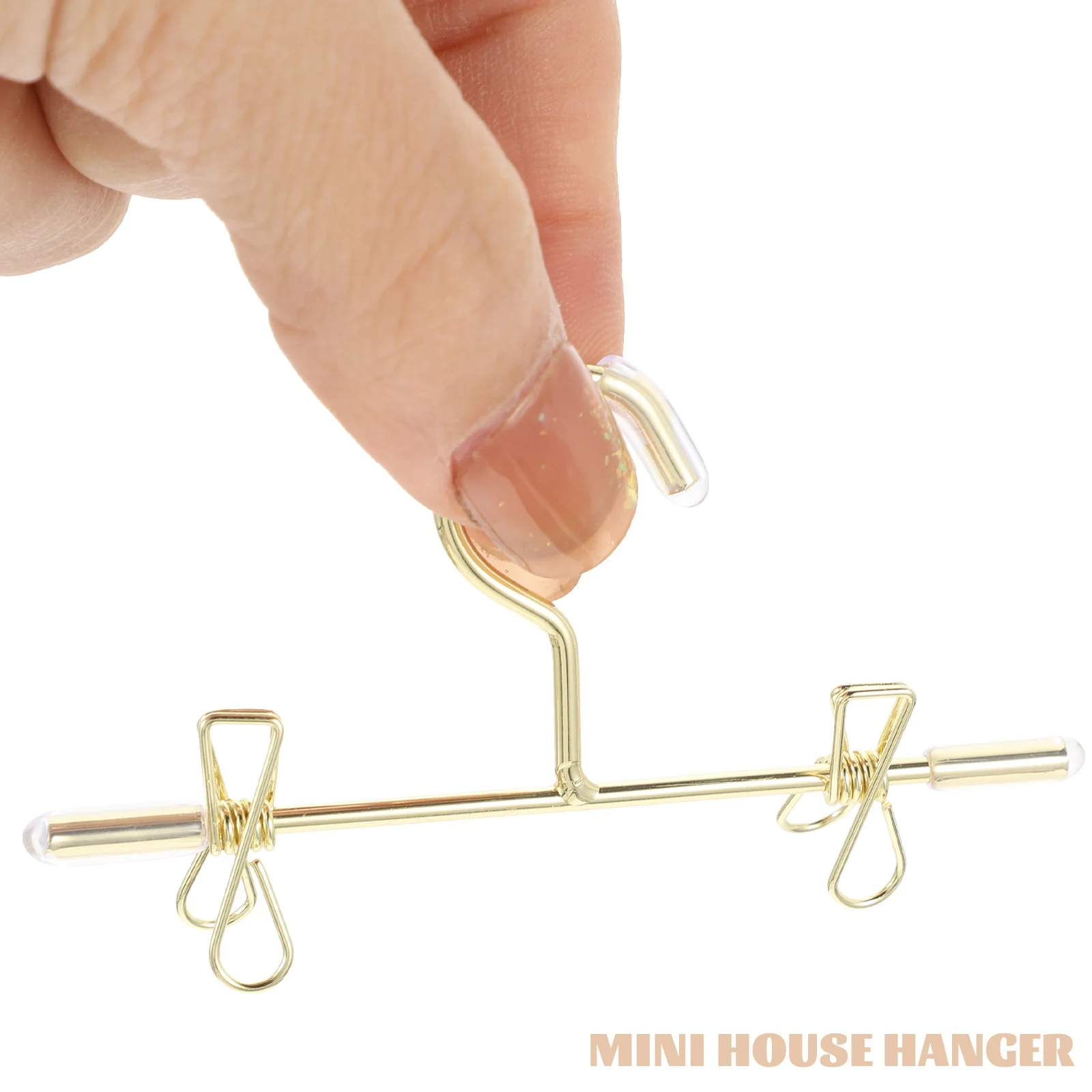 

Dollhouse Miniture Hangers Metal Clothes Hangers Doll Wardrobe Clothes Toy Baby Clothes Pantyhose Clip Decor Accessories