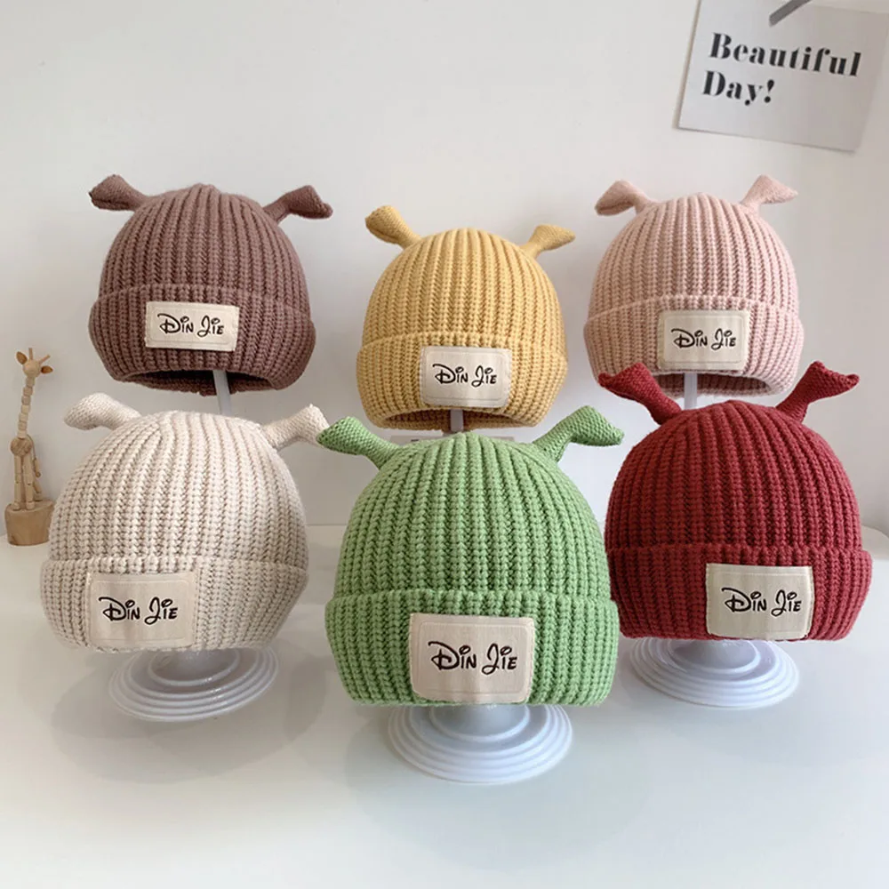 Baby Hat Infant Autumn Winter Hats Warm Boys Girls Solid Color Beanies Simple Baby Wool Hat For Kids 3-24 Month