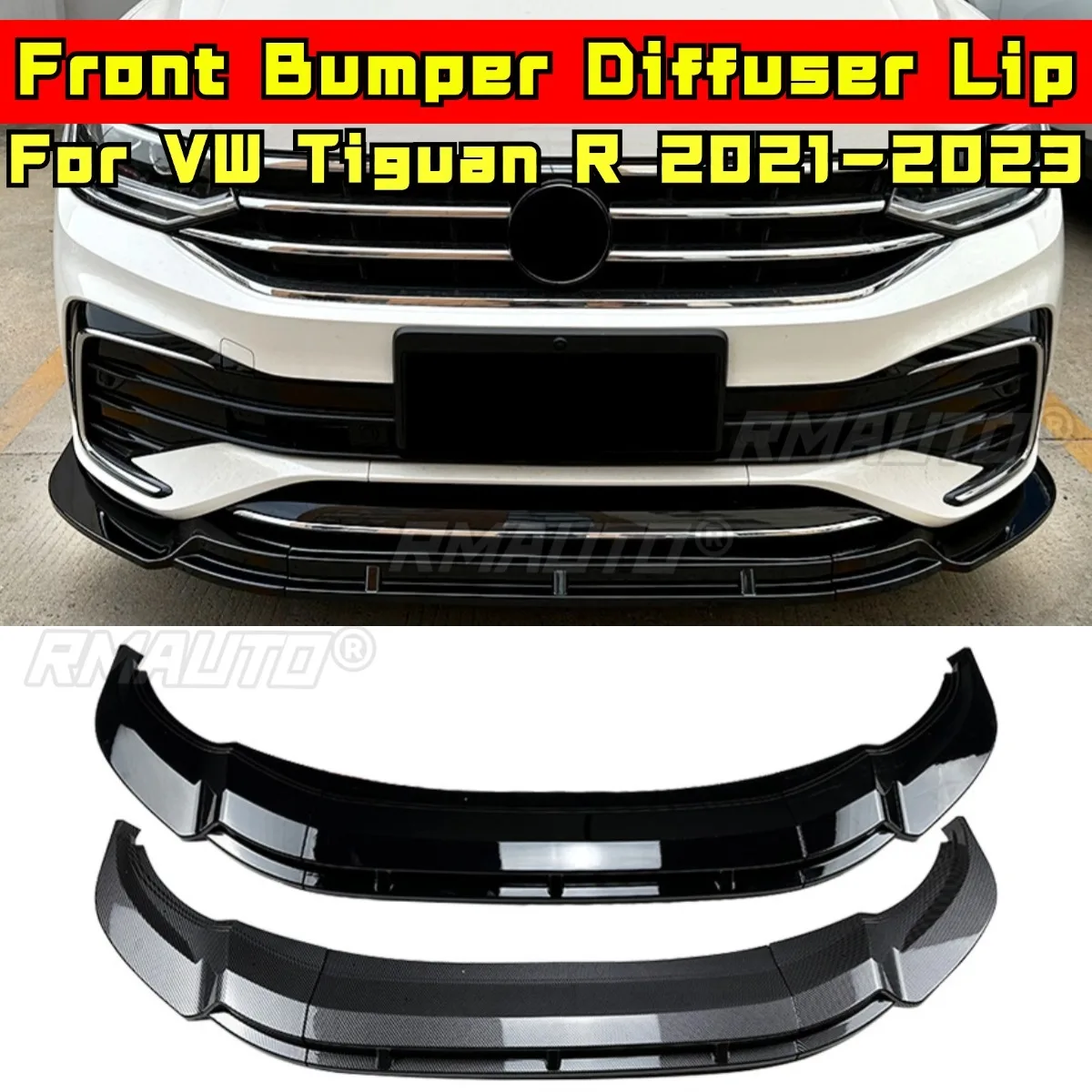 

For VW Tiguan R 2021-2023 Body Kit Front Bumper Spoiler Front Bumper Diffuser Lip Protector Cover Guard Car Accessories