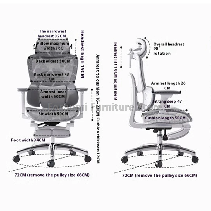 Sedia ergonomica in rete per ufficio domestico, bracciolo regolabile, sedia da lavoro per computer da gioco con supporto lombare, sedia girevole reclinabile