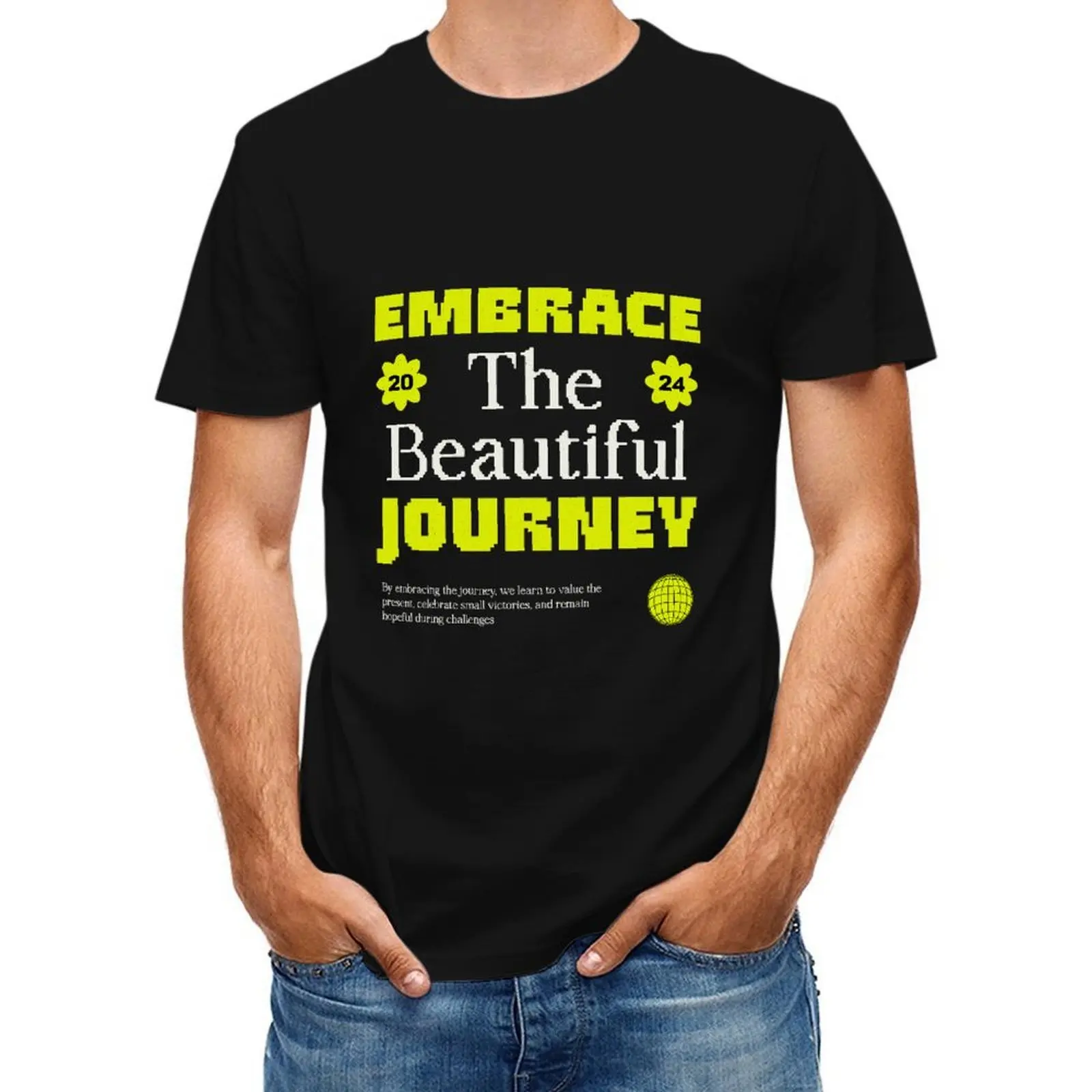 Unisex Embrace The Beautiful Journey Letter Print T Shirt Y2K Aesthetic O-neck Short Sleeve Casual Couple Tees Streetwear Summer Tops
