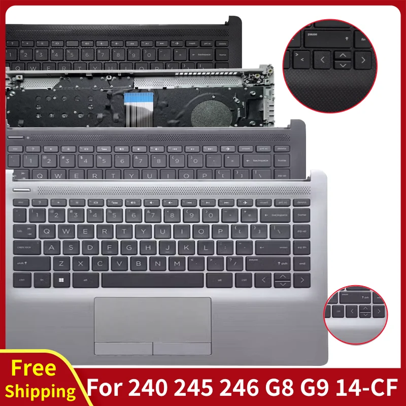 Novo para 240 245 246 g8 g9 14-cf 14-df 14-dk laptop eua/la/sp/ru teclado com apoio para as mãos tampa superior peças de reposição do computador