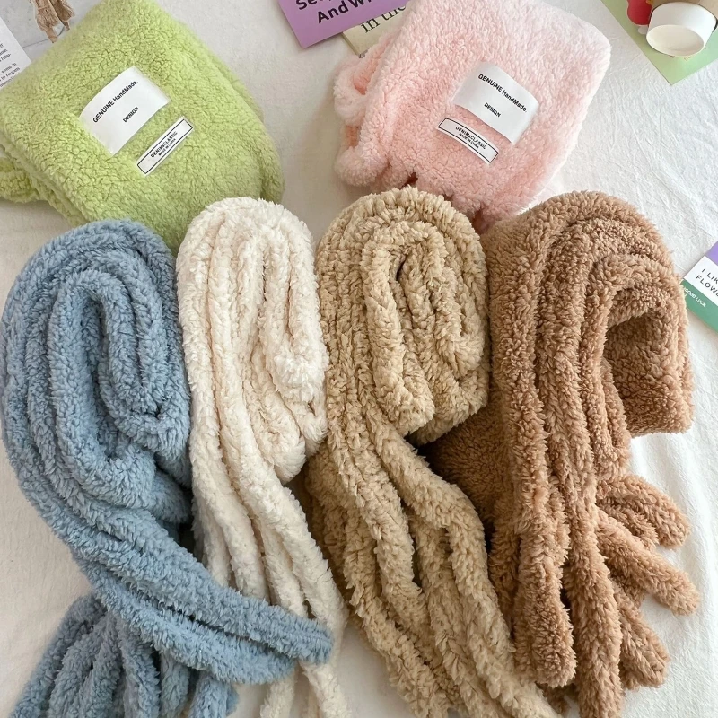 Octopus Scarf Plush Scarf With Pocket Winter Scarfs For Women Thick Super Female Long Solid Color Scarf With Dropshipping