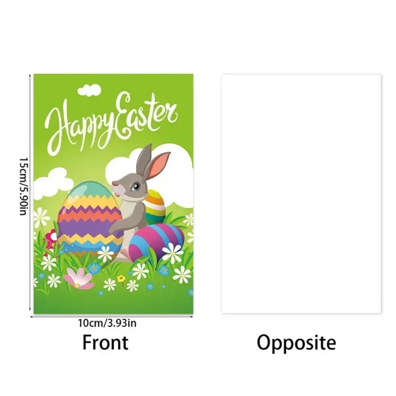 12pc Easter Themed Greeting Card Cute Rabbit Egg Party Invitation Letter Postcard Creative Gift Message Decoration Blessing Card