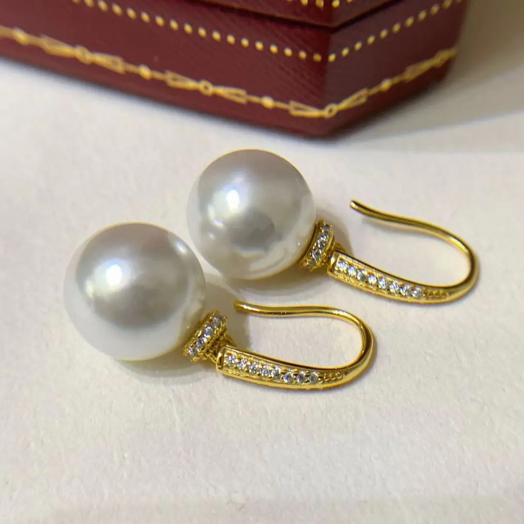 Wholesale S925 Sterling Silver Earrings Mount Findings Settings Base Mounting Parts Accessory for 11-12mm Pearls 5 pairs/lot