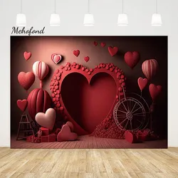 Mehofond AI Scen Valentine's Day Backdrop Photography Red Love Heart Adult February 14th Wedding Party Decor Background Photo