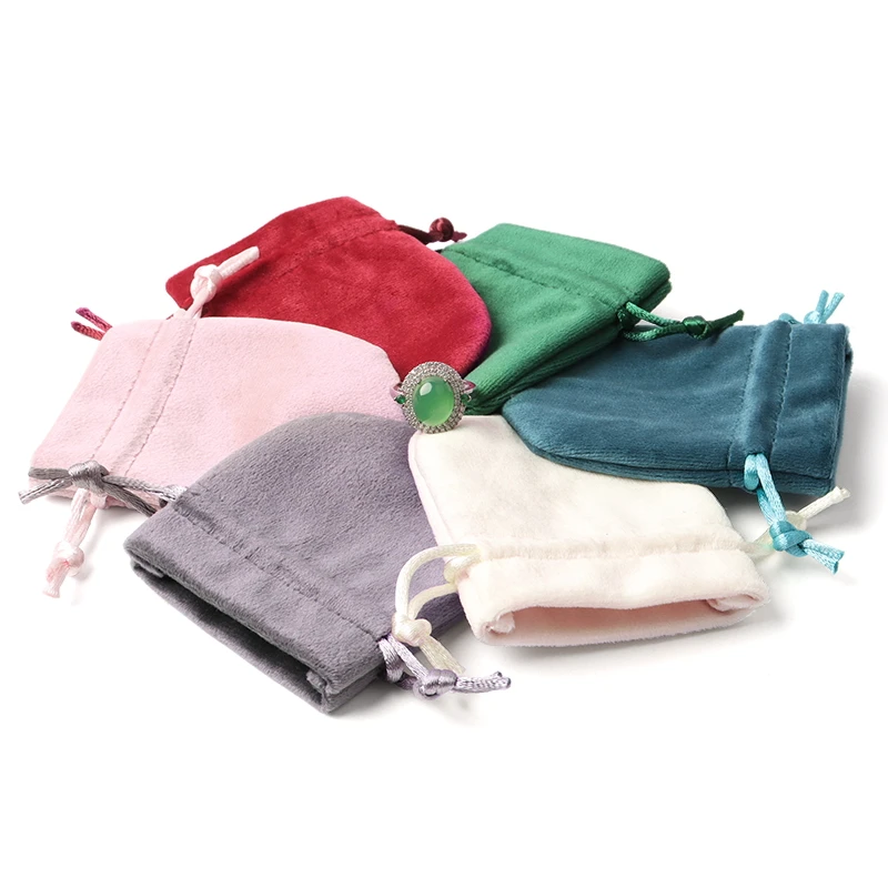 

10pcs New round bottomed velvet bundle pocket jewelry jewelry bag ring small batch flannelette bag jewelry collection pocket