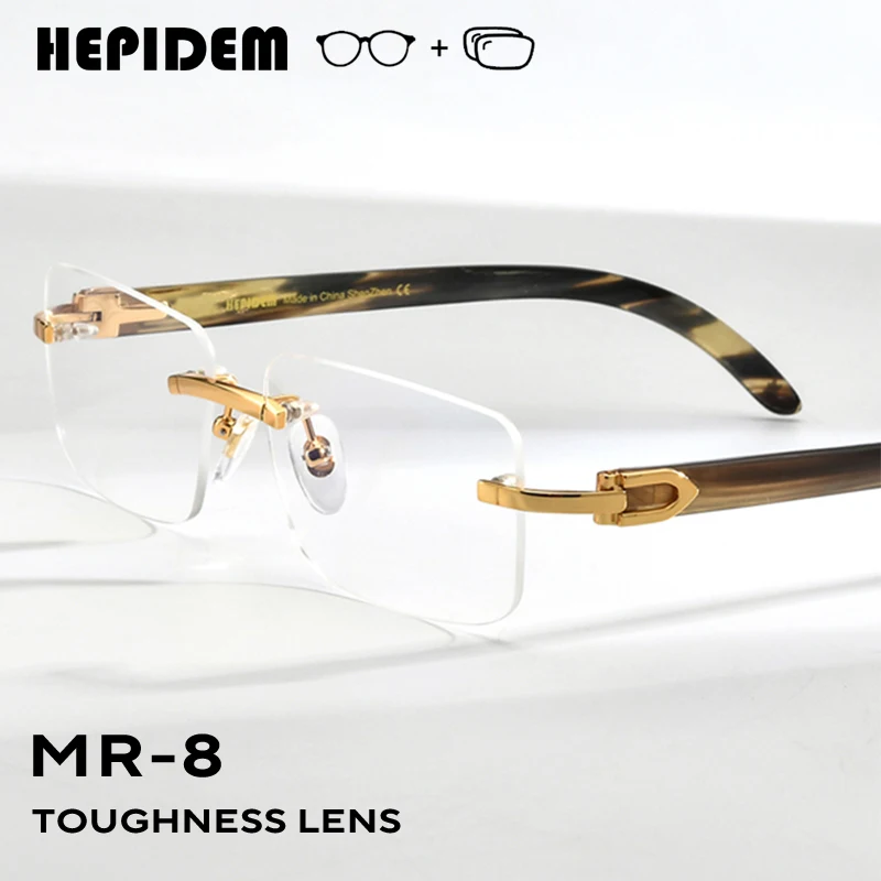 Lunettes de vue progressives HEPIDEM, verres optiques photochromiques personnalisés pour la myopie, lunettes de luxe en corne de buffle pour hommes et femmes