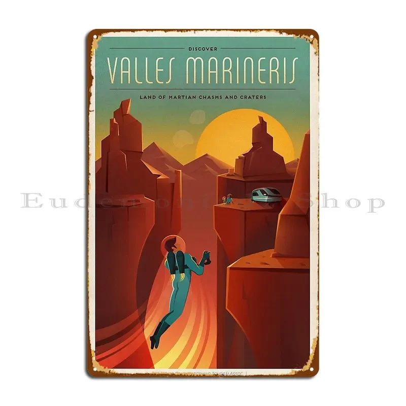 Spacex Mars Colonization And Tourism Association Valles Marineris Metal Signs Cave Wall Pub Printed Club Tin Sign Poster