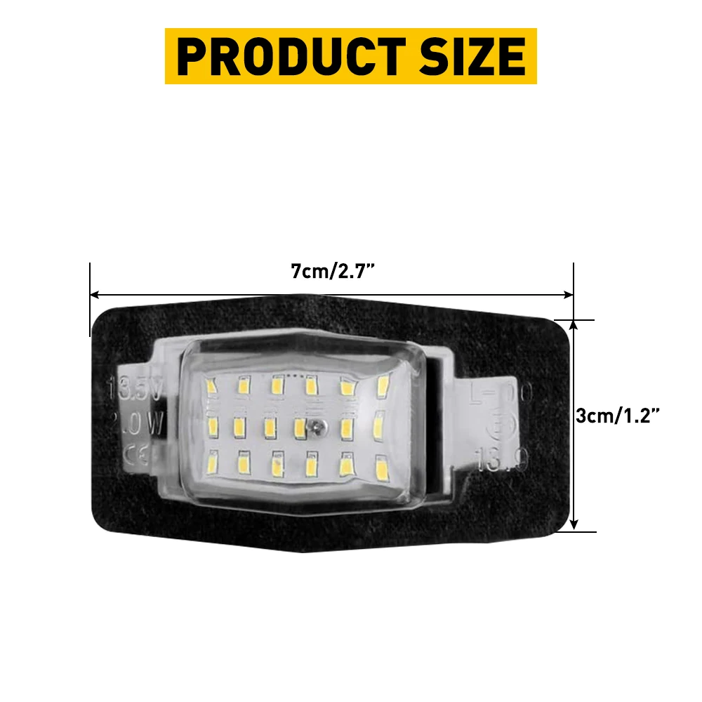 2Pcs LED License Plate Number Light 6000K White 900LM 18LED For Ford Escape 2001-2007 For Mazda Miata MX-5 Protege 1999-2005