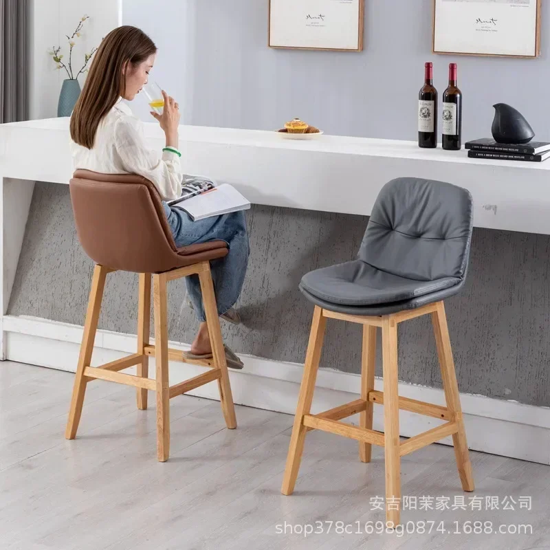 Solid wood bar chair bar chair high stool home backrest bar chair simple