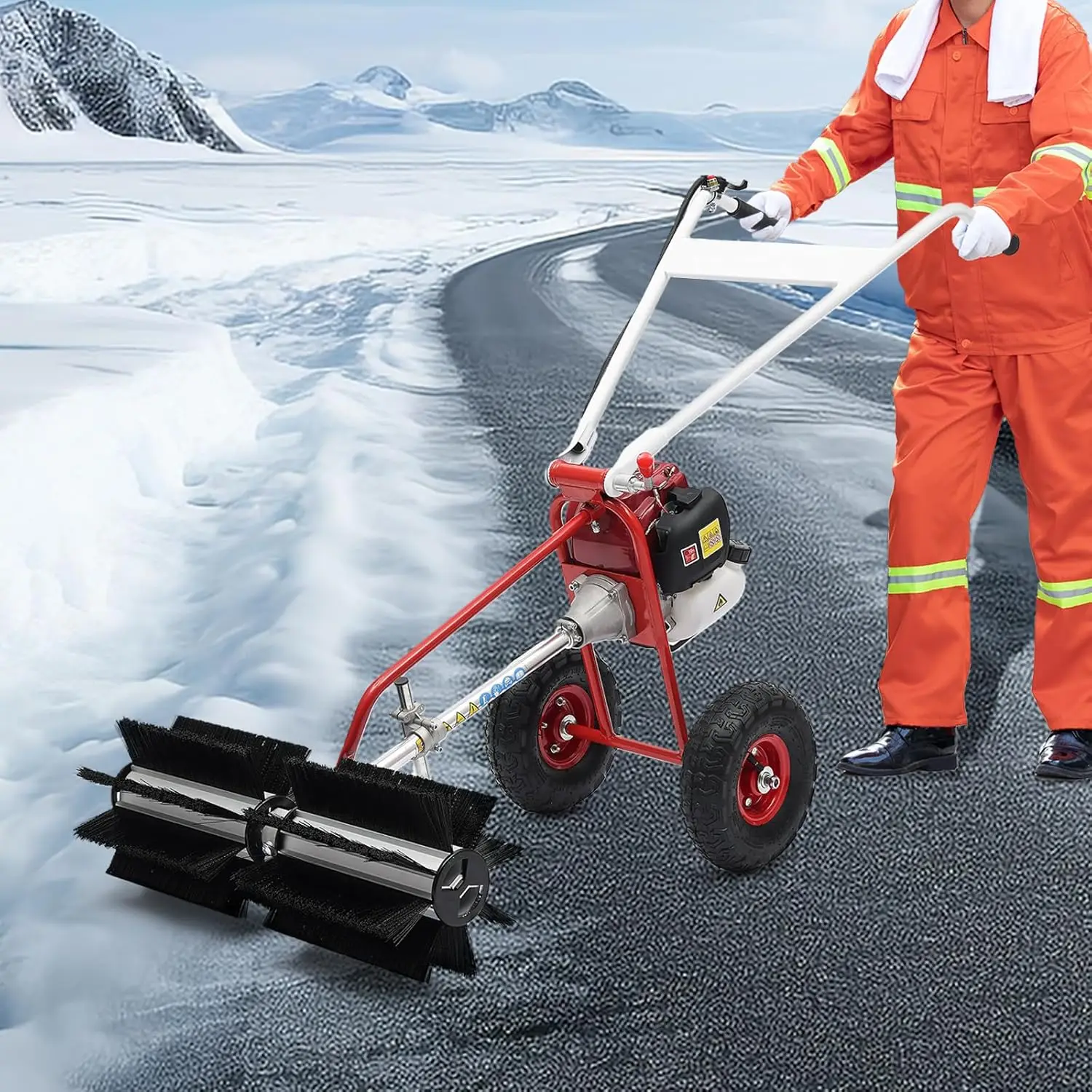

52cc Hand Held Sweeper, 2 Stroke 2.3HP Single Cylinder Artificial Grass Brush Gasoline Powered Broom