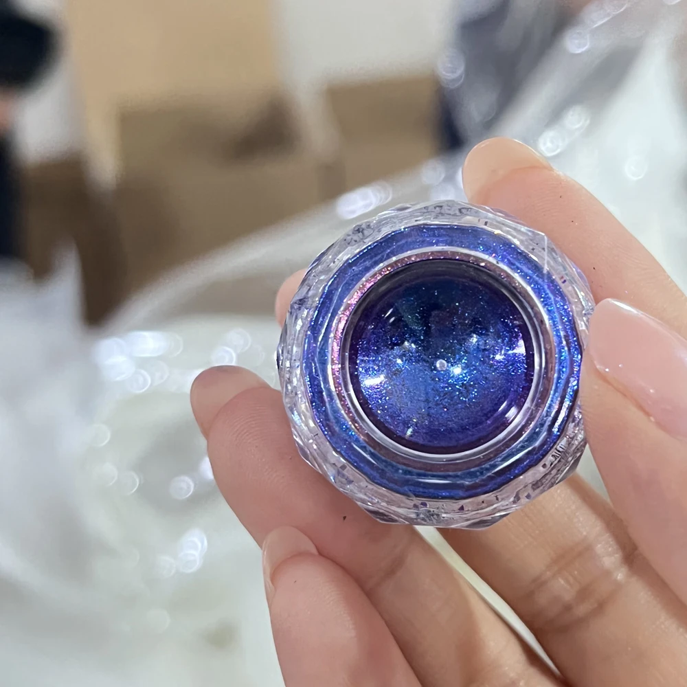 1 tarro de polvo metálico de ópalo de doble Color para uñas, sombra de ojos iridiscente Aurora azul-púrpura/escamas para decoración de uñas, polvo de espejo para uñas DIY