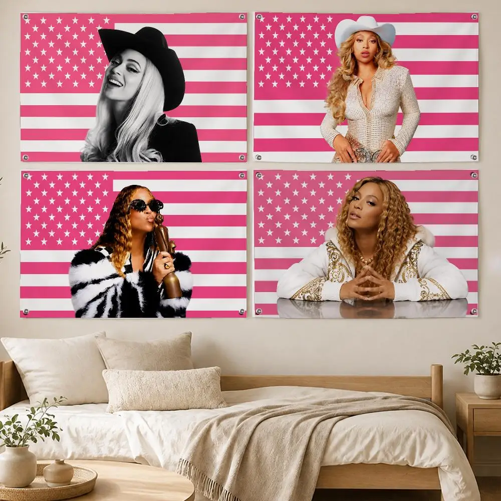 Beyonce R&B Diva Art Flags Room Bedroom Home Outdoor Wall Hanging Concert Printed Background Decoration Art Banne