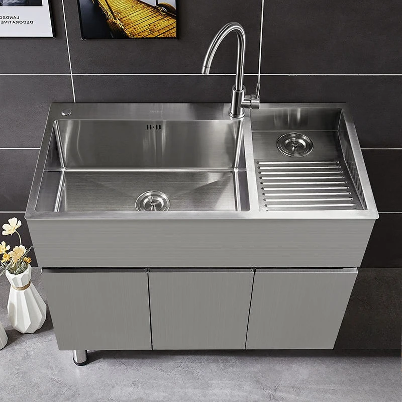 Mobile lavanderia in acciaio inossidabile 304, balcone, mobile lavabo integrato con lavabo, lavabo, mobile in legno massello combinato