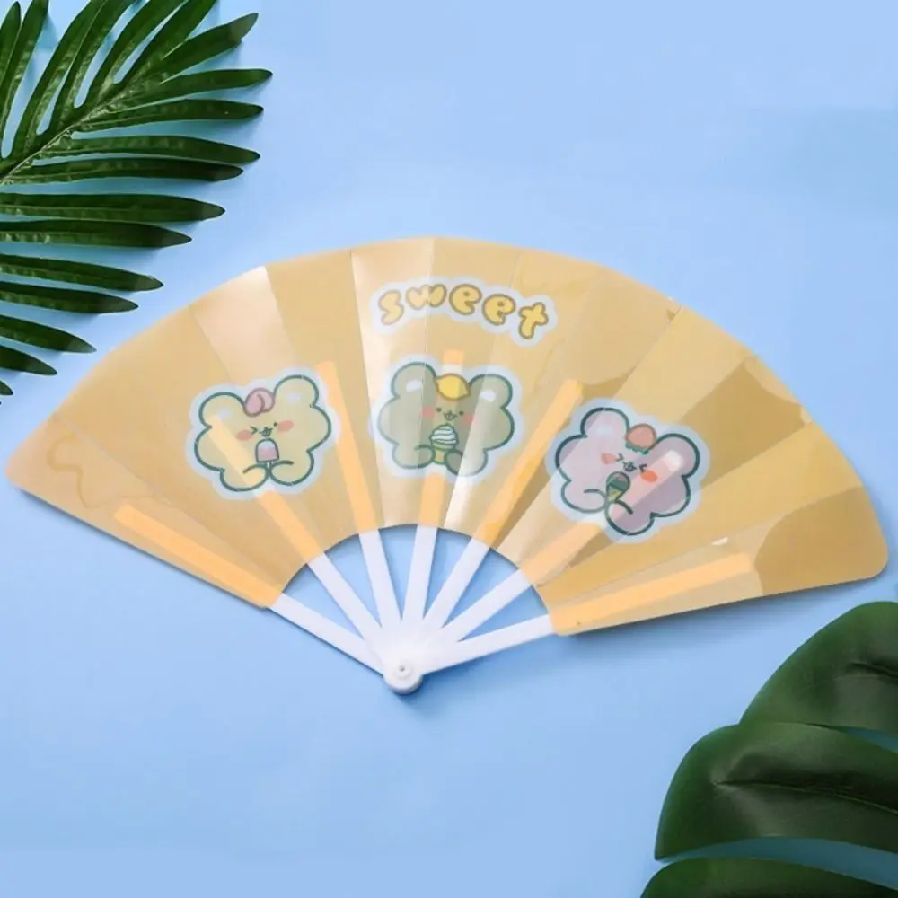 Portable Cartoon Folding 7-fold Fan PP Plastic Hand Held Fan Home Decoration Gifts Cartoon Folding Fan