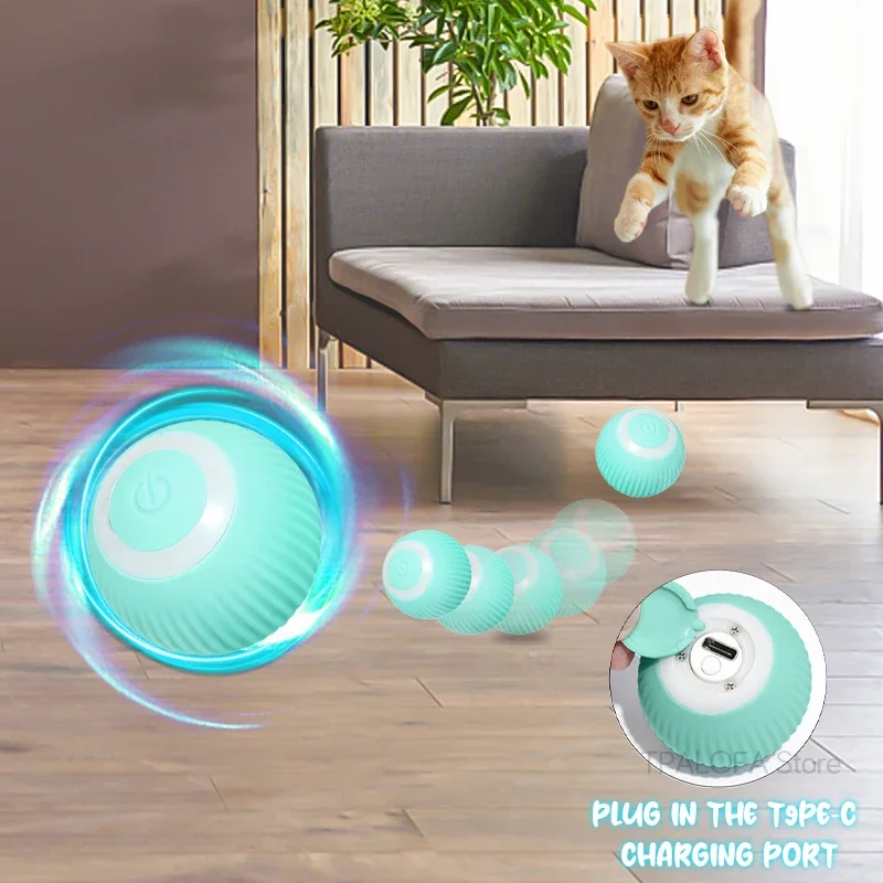 

New Smart Cat Toys Electric Cat Ball Automatic Rolling Ball Cat Interactive Toys Training Self-moving Kitten Toys for Indoor Pla