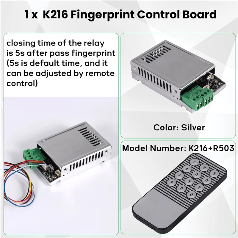 

B27B K216 Fingerprint Control Board+R503 Fingerprint Module Two-Color Ring Indicator Light Access Control