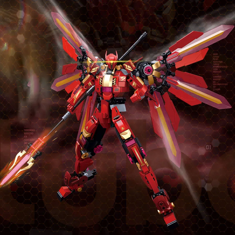 511PCS Deformed Mecha series B1152 Classic Light Halberd Athena Robot Mecha model puzzle building blocks for boys and children