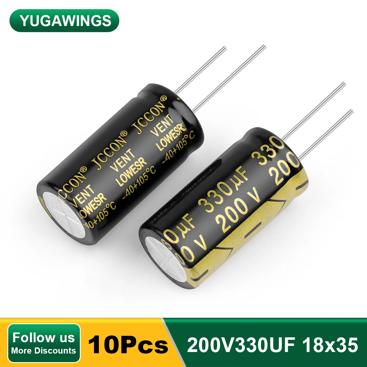 

10Pcs 200V330UF 18x35 Aluminum Electrolytic Capacitor High Frequency Low ESR ±10% 2000Hours 105℃ DIY Electric Capacitors