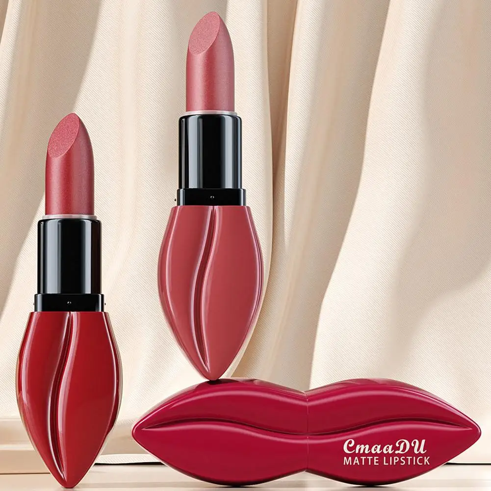 Matte Velvet Lipsticks, forma da boca, fácil de colorir, duradouro, impermeável, vermelho, batons maquiagem, cosméticos, 10 cores