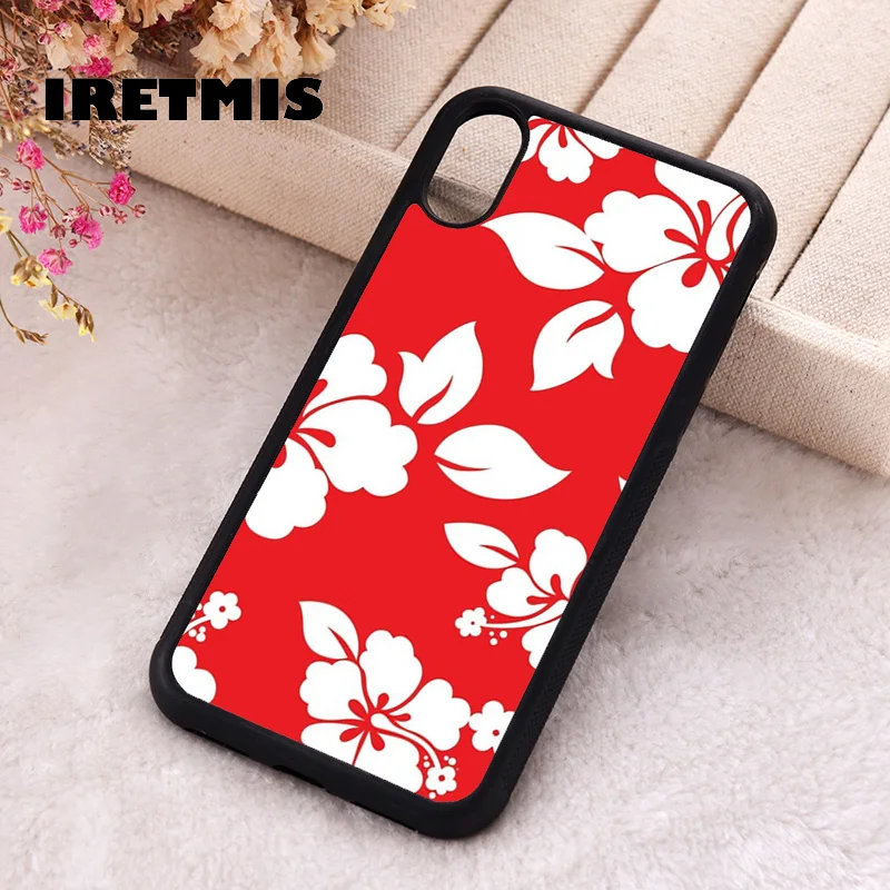 Iretmis Phone Cover Case For iPhone X XS Max XR 11 12 13 PRO MINI 14 15 16 Plus Rubber Silicone Hawaiian Hibiscus Pattern