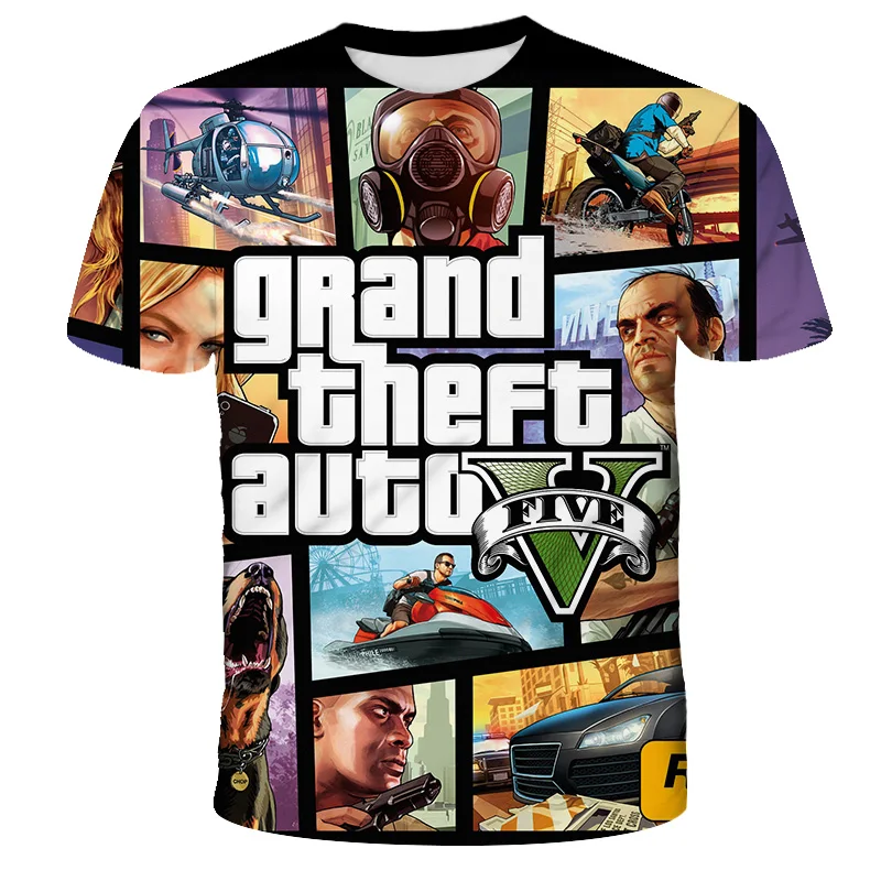 Camiseta con estampado 3D de Grand Theft Auto Game Gta 2022 para niños, ropa de manga corta, Top, GTA5, 4/5