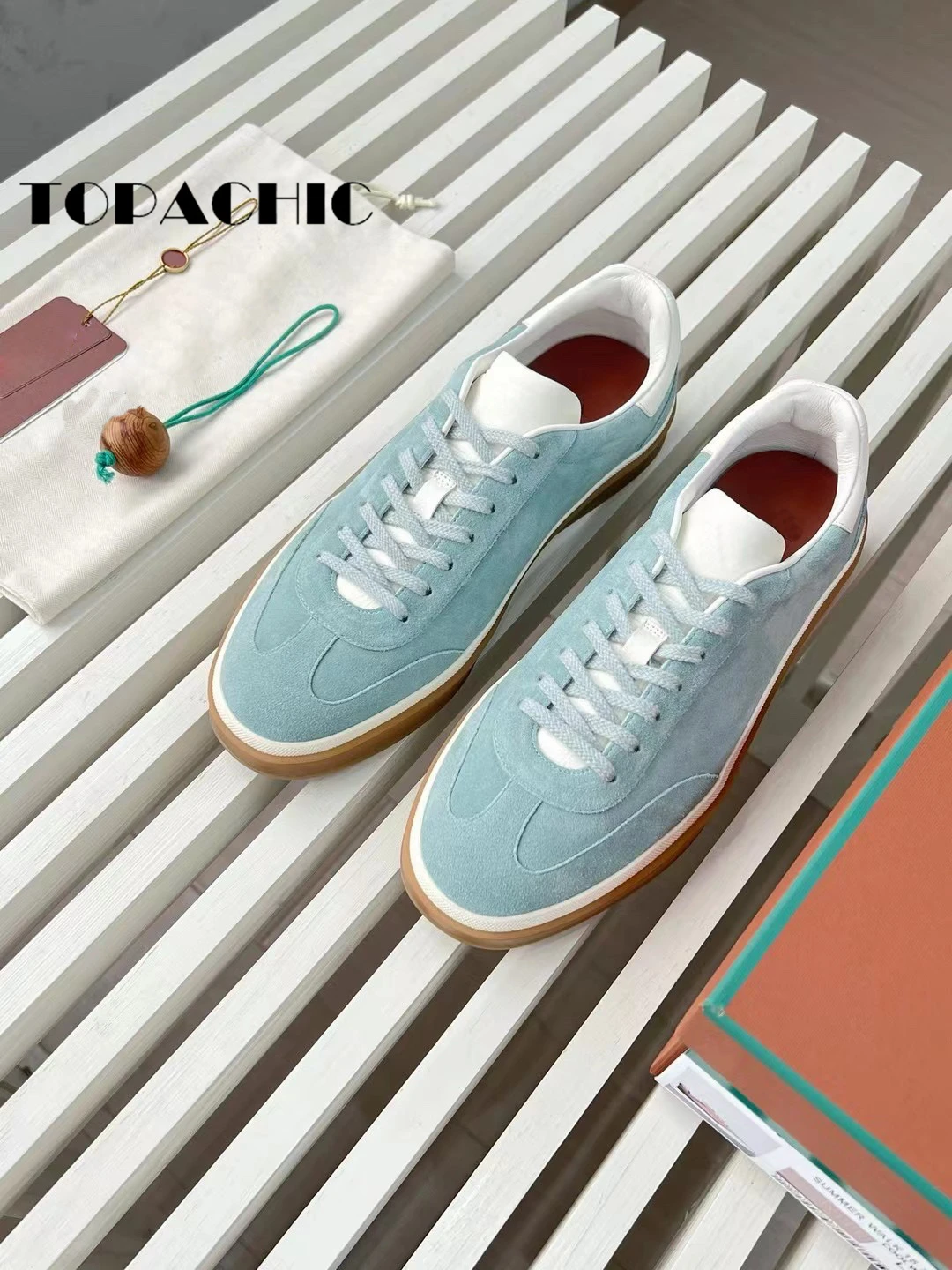 4.12 TOPACHIC Men Cow Suede Lace-up Casual Sneakers Breathable Comfortable Rubber Sole Sports Shoes