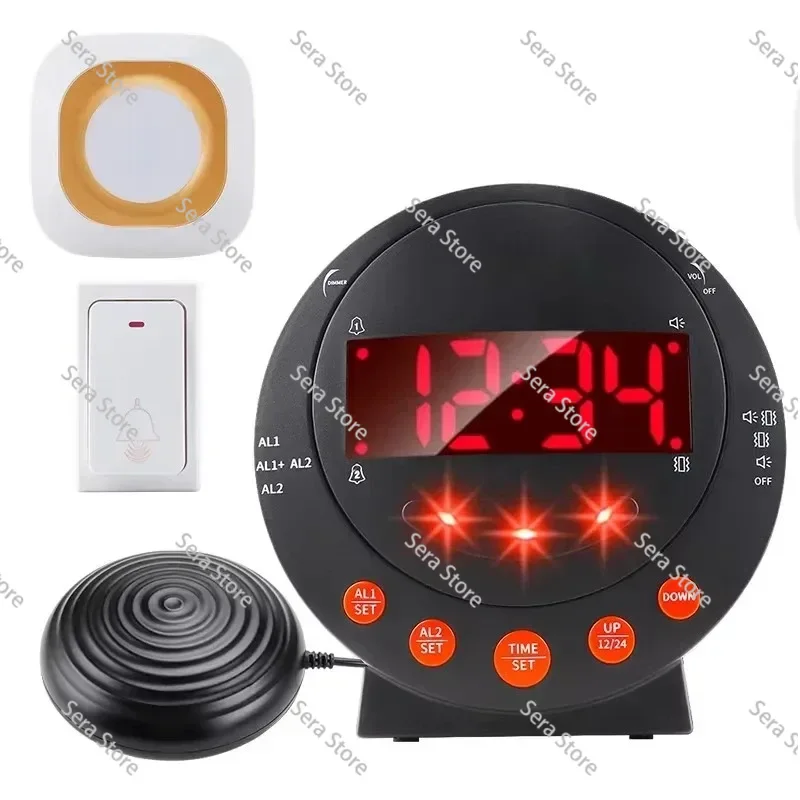 Digital Speaker Flash Vibrating Ring Alarm Clock Recumbent Deafness Hearing Impairment Alarm System