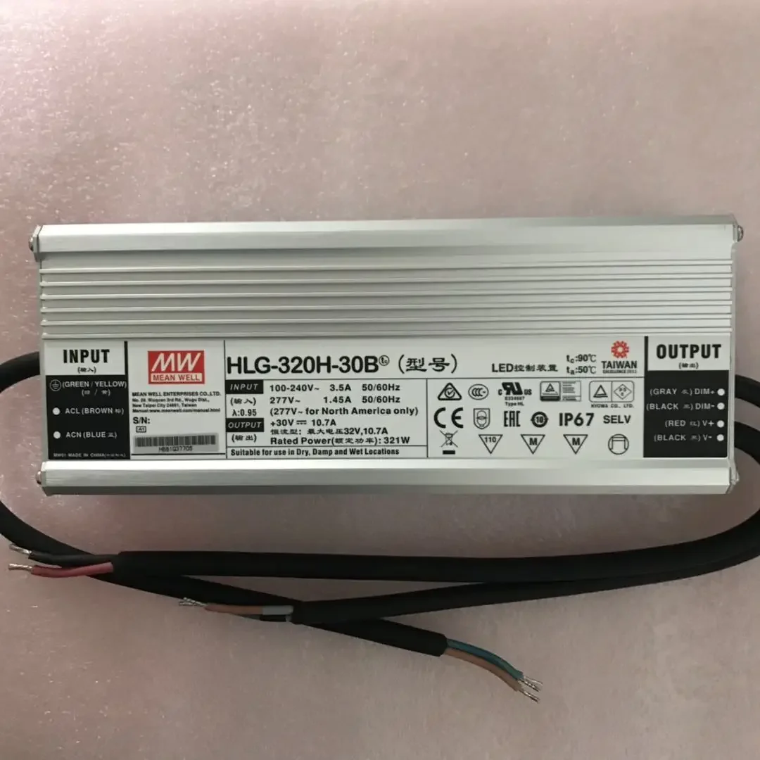 Taiwan Mingwei Waterproof PFC Wire-controlled Dimming LED Power Supply HLG-320H-30B 320W 30V 10.7A