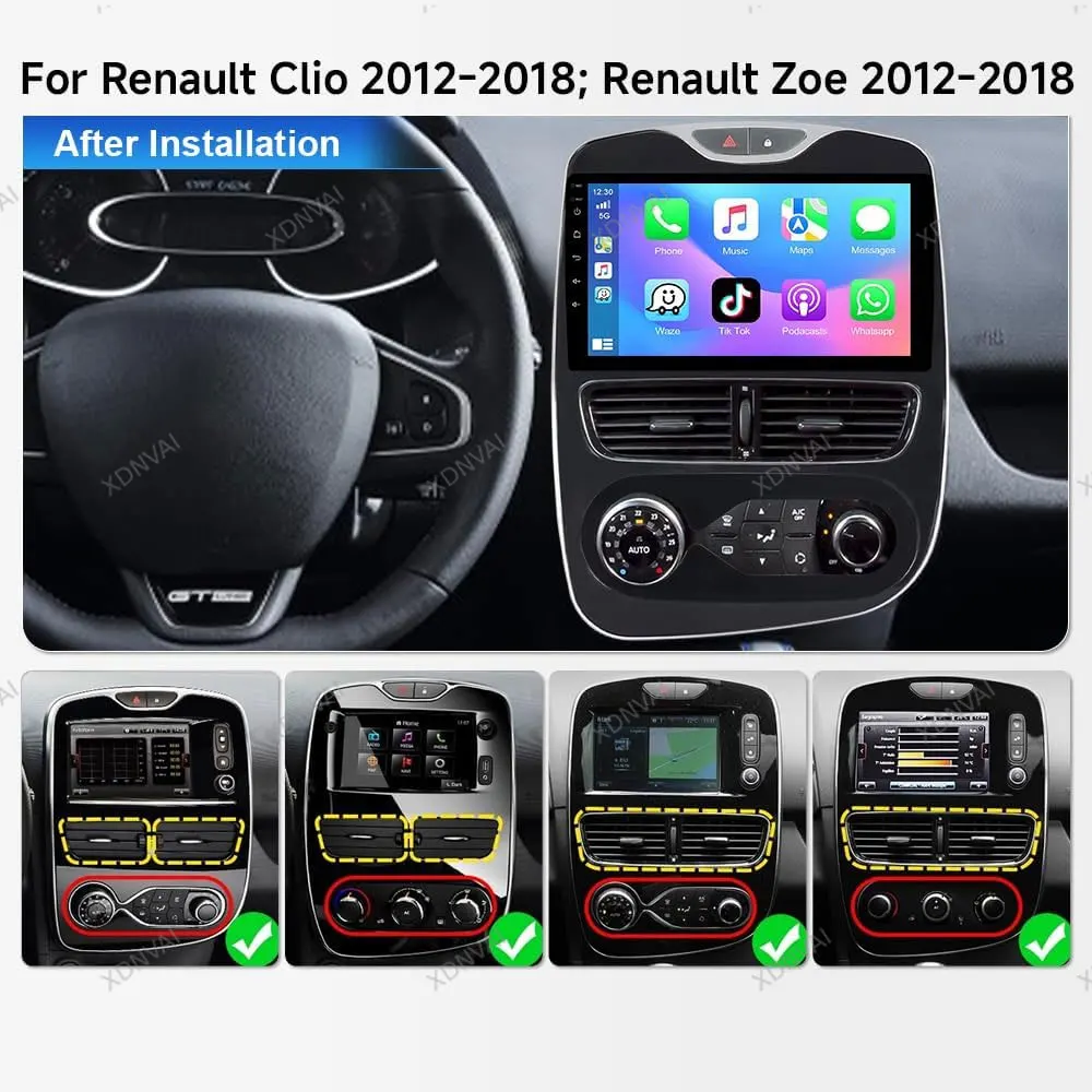 Android 16 Car Radio For Renault Clio 3 4 2012 2013 2015 - 2018 Video Player Multimedia Head Unit 4G LTE Autoradio BT GPS Stereo