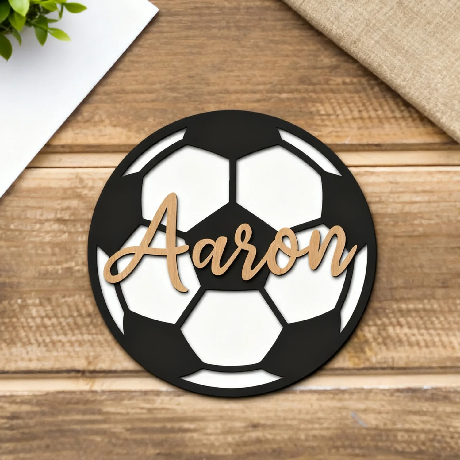 1pc Personalized Custom Name Football Wooden Hanging Sign Sports Fan Decor for Room Wall Decor Christmas Birthday Thanksgiving N