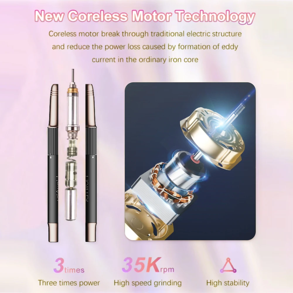 HOWYEA Strumenti per lucidare la macchina per manicure con trapano elettrico elettronico a batteria professionale Personalizza la etichetta privata 35000 giri/min