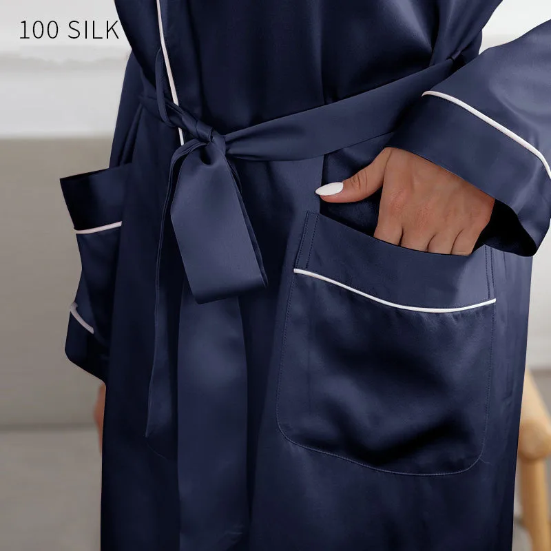 2023 new summer Silk Dress Women\'s Waist Closed Nightdress Pajamas Home Clothes Nightgown Mulberry Silk Night-robe